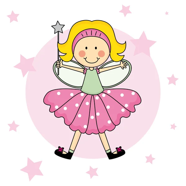 Child Fairy with a magic wand — Stock Vector