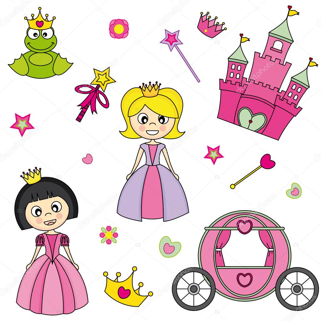 Vector illustration of princess design elements.