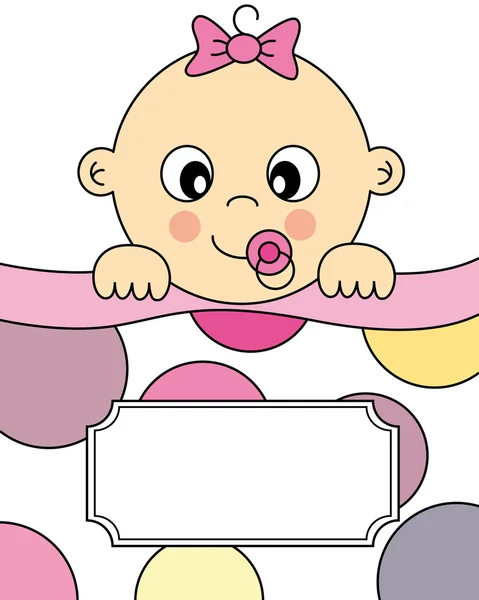 Baby girl érkezési bejelentő kártya — Stock Vector