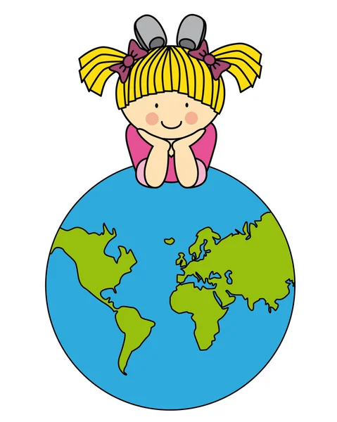 Fille avec un globe — Image vectorielle