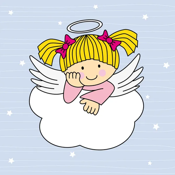 Alas de ángel en una nube — Vector de stock