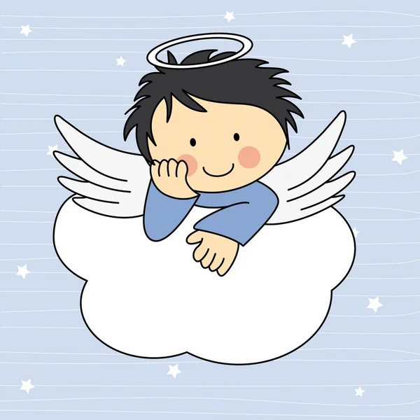 Alas de ángel en una nube — Vector de stock