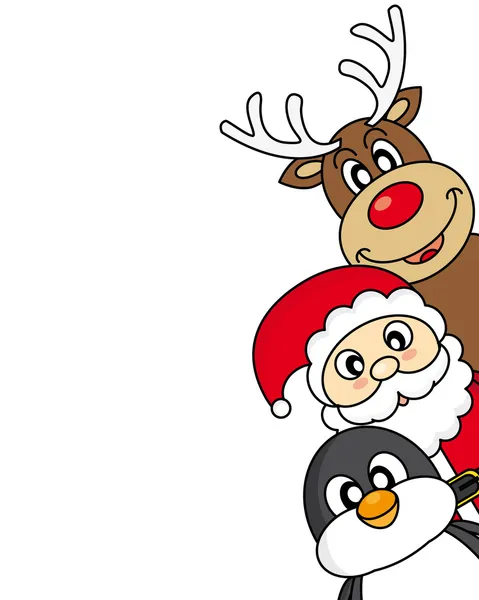 Claus, reindeer and penguin — Stock Vector