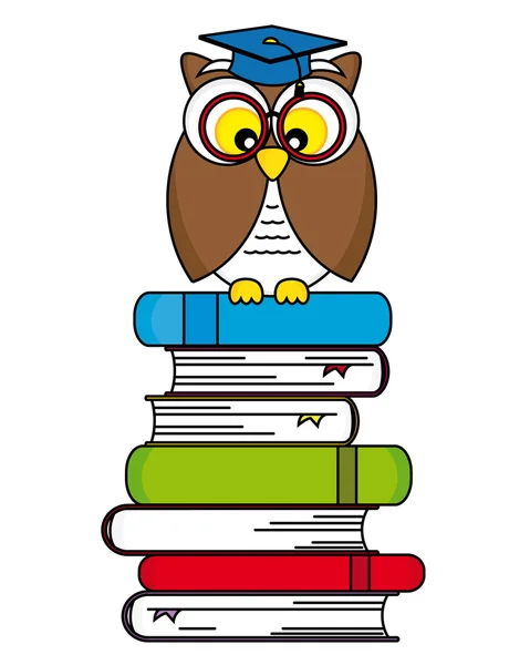 Owl with glasses and graduation cap — Stock Vector