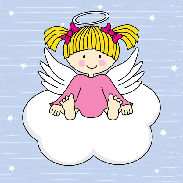 Alas de ángel en una nube . — Vector de stock