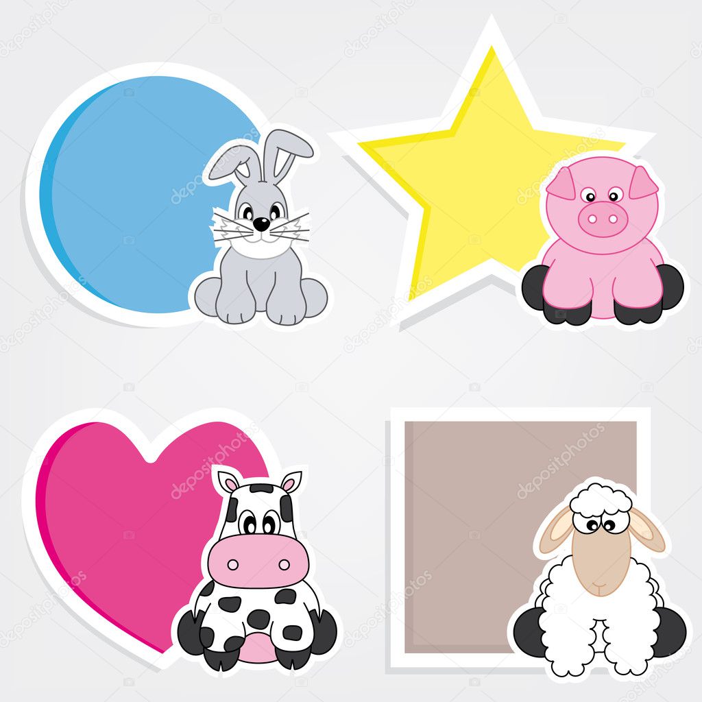 Vector set of animal stickers