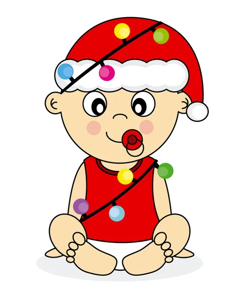 Baby klädd som jultomte — Stock vektor