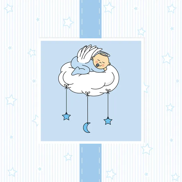 Bébé fille dormir sur un nuage — Image vectorielle