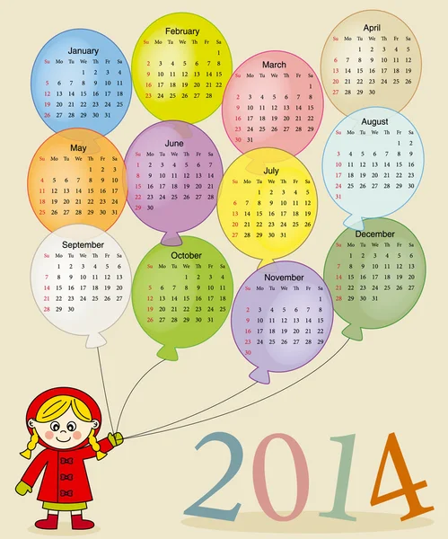2014 カレンダー — ストックベクタ