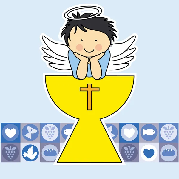 Ángel en el santo grial — Vector de stock