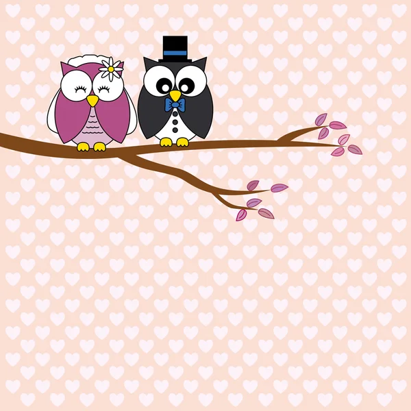 Owls in love. wedding card — Wektor stockowy