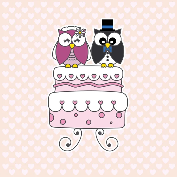 Owls in love. wedding card — Wektor stockowy