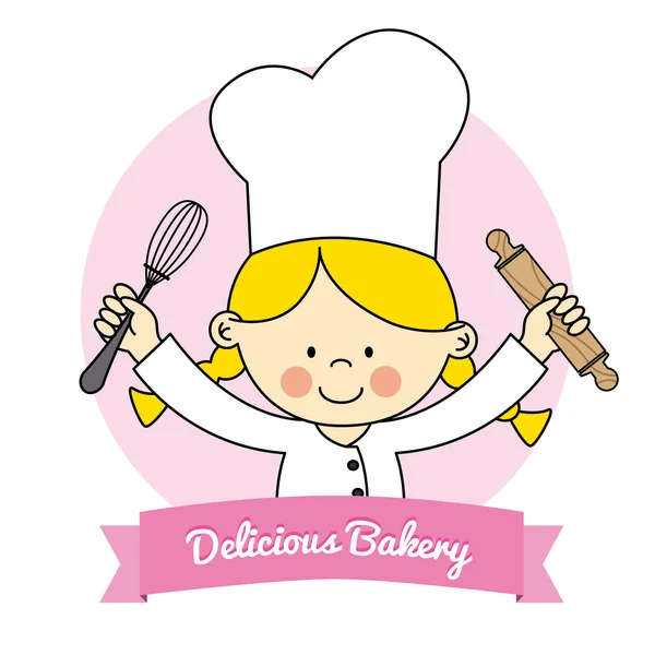 Ilustração da menina Little Chef —  Vetores de Stock