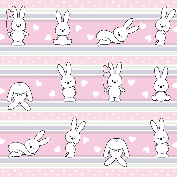 Seamless vector children  pattern with rabbit — Stock Vector