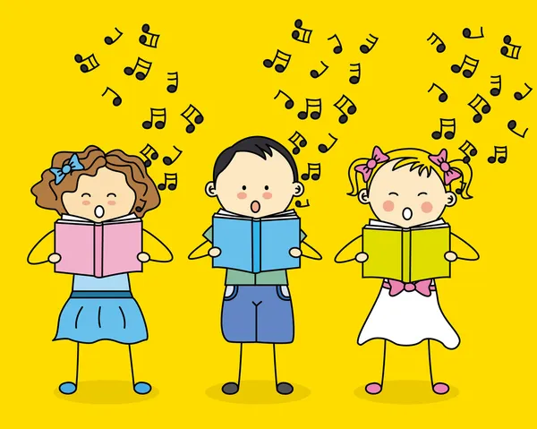 Bambini che cantano — Vettoriale Stock