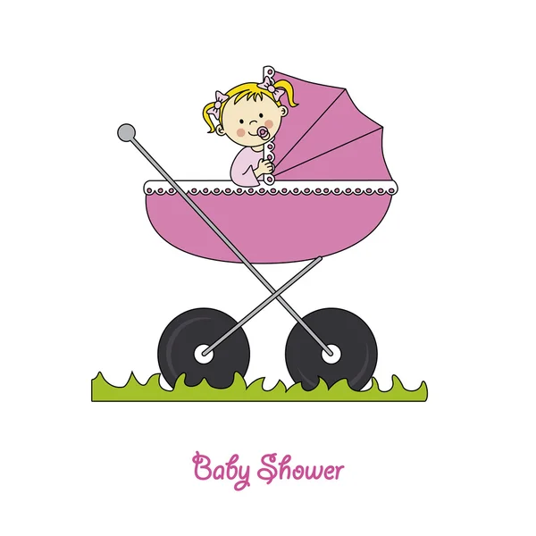 Meisje van de baby in vervoer — Stockvector