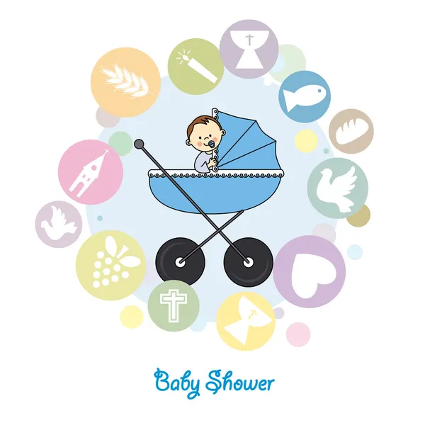 Baby boy keresztség meghívó — Stock Vector