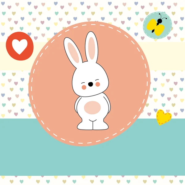 Cute bunny, greeting card — Stock Vector
