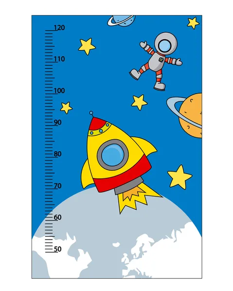 Bumper children meter wall. space theme — Stock Vector