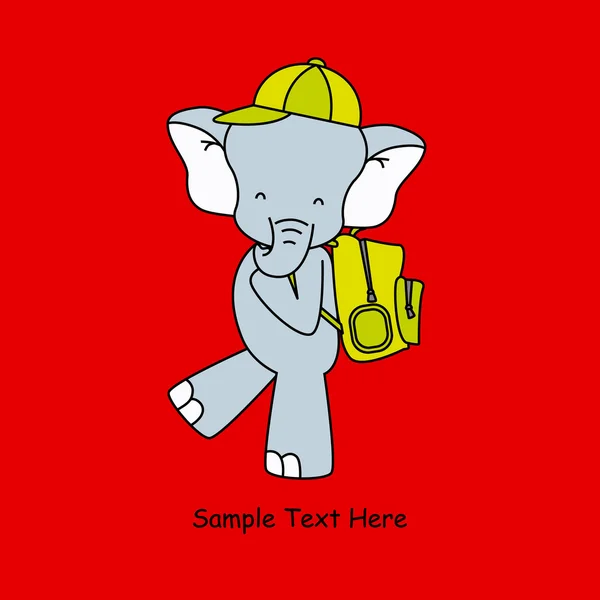 Slon chodí do školy s batohem — Stockový vektor