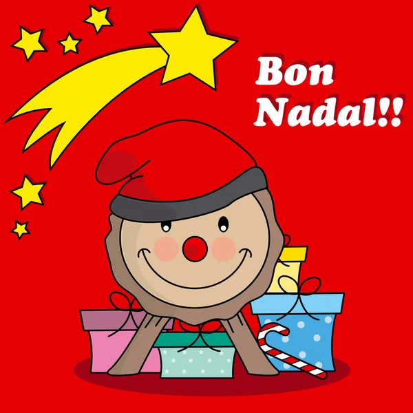 Caga tio. Célébration traditionnelle de Noël en Catalunya — Image vectorielle