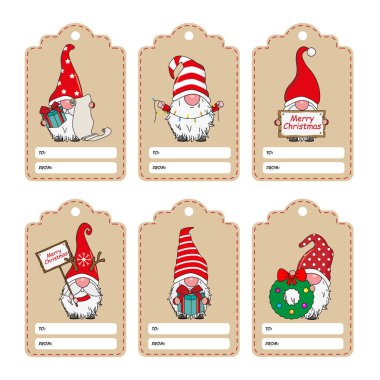 Noel cüceleri olan altı etiket.