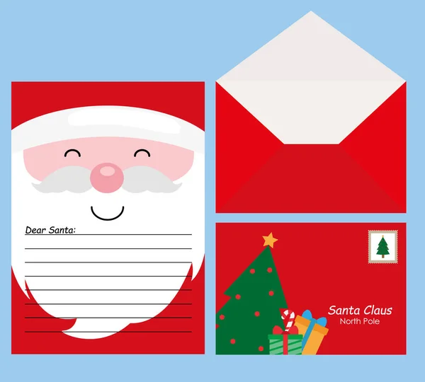 给圣诞老人的信带有文字和信封空格的信件 — 图库矢量图片