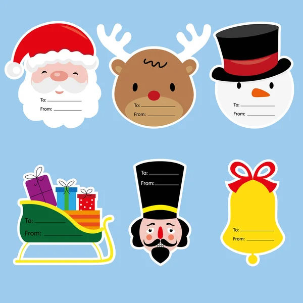 Set Six Christmas Tags Stickers Christmas Elements Space Text — Stockvector