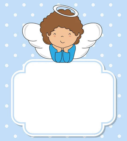 Niño Ángel Lindo Con Marco Con Espacio Para Texto Foto — Vector de stock