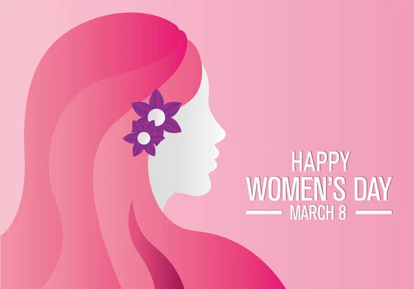 Poster Happy Women Day Silhouette Face Woman — Stock Vector