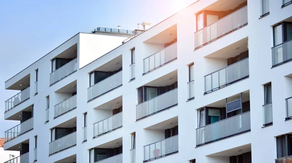 Moderno Edificio Apartamentos Arquitectura Urbana Moderna Detalles Fachada Del Edificio — Foto de Stock