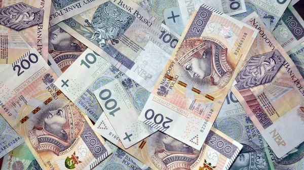 Fondo Hecho Billetes Polacos Zloty Polaco — Foto de Stock