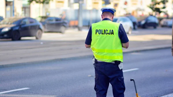 Car Crash Accident Traffic Policeman Action — Stock Photo, Image