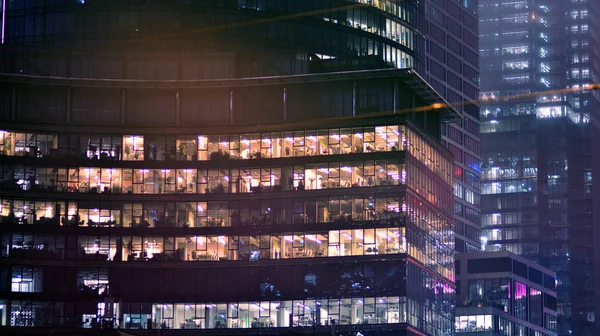 Corporate Building Night Business Concept Glass Wall Office Building Modern — Stock Photo, Image