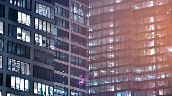 Corporate Building Night Business Concept Glass Wall Office Building Modern — Stock Photo, Image