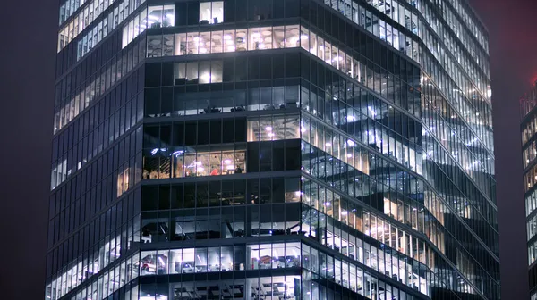 Edificio Corporativo Por Noche Concepto Negocio Edificio Oficinas Pared Vidrio — Foto de Stock