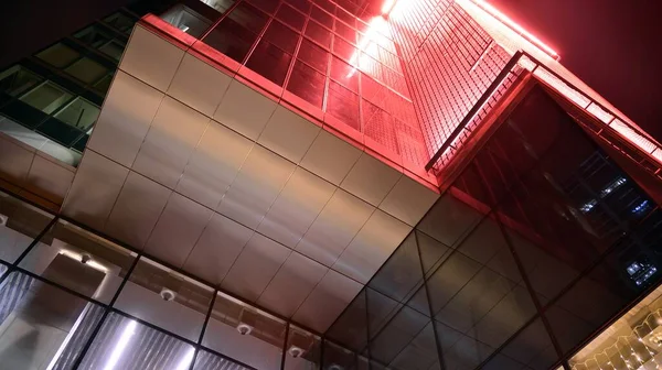 Office Building Night Building Facade Glass Lights Background Illuminated Modern — Stock Fotó