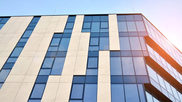 Moderna Pared Vidrio Aluminio Del Edificio Oficinas Aire Libre Con — Foto de Stock