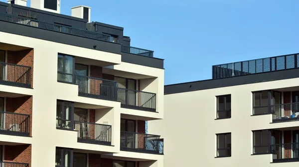 Abstract Architecture Fragment Modern Urban Geometry Modern Apartment Building Sunny — Stock Photo, Image