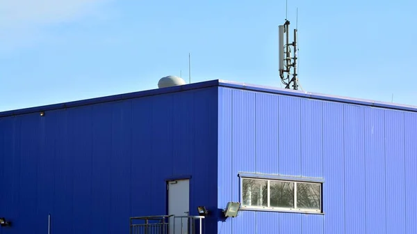 Detail Van Het Blauwe Industriële Gebouw — Stockfoto