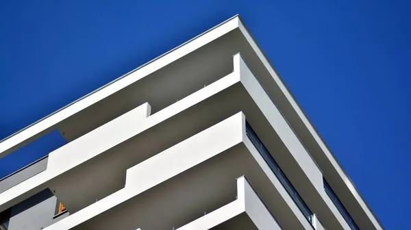 Fragment Einer Modernen Wohnung Mit Flachen Gebäuden Außen Detail Des — Stockfoto