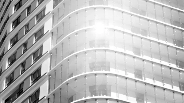 Fachada Cristal Una Moderna Construcción Viviendas Con Balcones Filtro Blanco —  Fotos de Stock