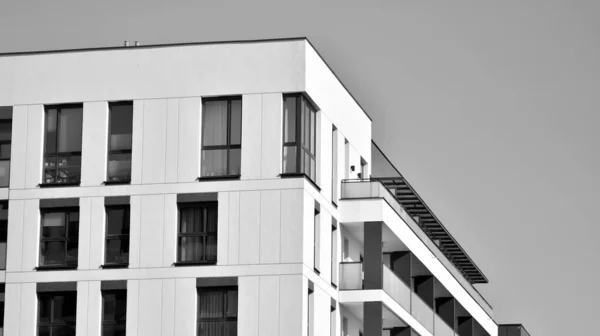 Fragmento Apartamento Residencial Moderno Com Edifícios Planos Exterior Detalhe Nova — Fotografia de Stock