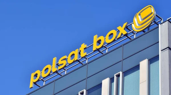 Варшава Польша Марта 2022 Года Подпишите Polsat Box Вывеска Компании — стоковое фото
