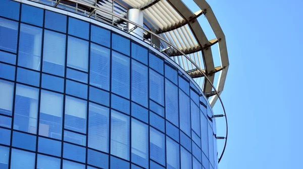 Vista Panorámica Acero Vidrio Azul Ciudad Comercial Moderna Del Futuro — Foto de Stock