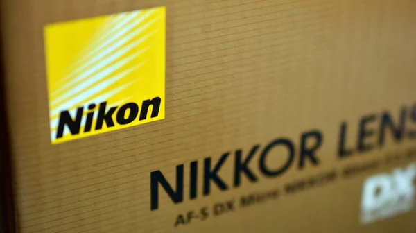 Varsovia Polonia Marzo 2022 Firma Nikon Letrero Empresa Nikon —  Fotos de Stock
