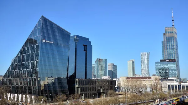 Warschau Polen Maart 2022 Zicht Het Centrum Wolkenkrabbers Het Centrum — Stockfoto