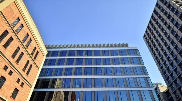 Cityscape Modern Architecture Reflecting Blue Sky Buildings Business Financial District — Stock Photo, Image