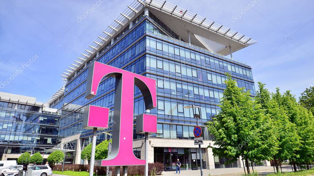 Warsaw, Poland. 19 May 2022. Sign T Mobile.. Company signboard T Mobile.
