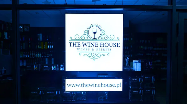 Warsaw Poland June 2022 Sign Wine House Company Signboard Wine — Stock Photo, Image